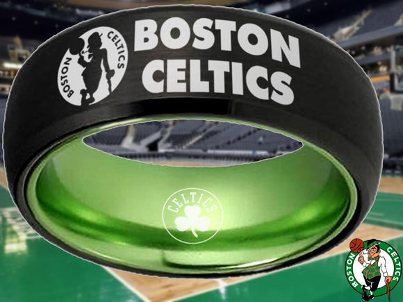 Boston Celtics Ring Black & Green Wedding Ring Sizes 6-13 #boston #celtics