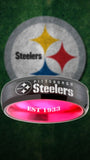 Pittsburgh Steelers Ring 6mm Black & Pink Wedding Band | Sizes 6-13 #pittsburgh #steelers