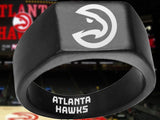 Atlanta Hawks Ring Black Titanium Ring Sizes 8-12 #atlanta #hawks