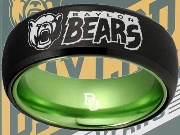 Baylor Bears Ring Black & Green Wedding Band | Sizes 6-13 #bu #baylor #bears