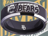 Baylor Bears Ring Black & Silver Wedding Band | Sizes 4-17 #bu #baylor #bears