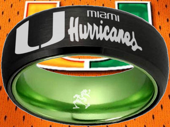 Miami Hurricanes Ring Black & Green Wedding Band | Sizes 6-13 #miami #hurricanes #TheU