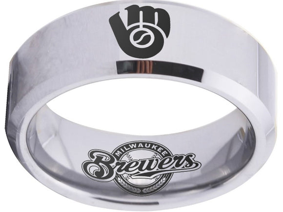 Milwaukee Brewers Ring Silver ring 8mm Tungsten Ring #mlb #brewers