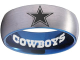 Dallas Cowboys Ring Silver and Blue Ring 8mm Tungsten Ring #cowboys