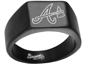 Atlanta Braves Black Titanium Steel Ring #atlanta #braves #mlb