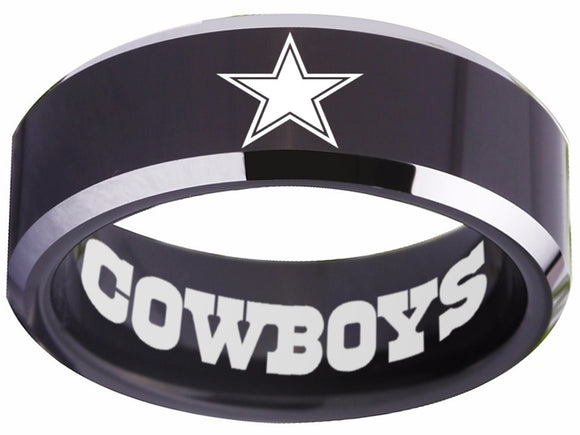 NFL Dallas Cowboys Black and Silver Ring - Dallas Cowboys Football Team Jewelry