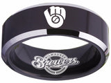 Milwaukee Brewers Ring black ring 8mm Tungsten Ring #mlb #brewers