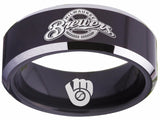 Milwaukee Brewers Ring black ring 8mm Tungsten Ring #mlb #brewers