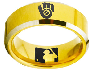 Milwaukee Brewers Ring Gold Ring 8mm Tungsten Ring #mlb #brewers