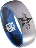 Dallas Cowboys Ring Silver and Blue Ring 8mm Tungsten Ring #cowboys