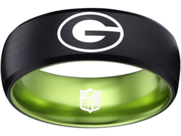 Green Bay Packers Ring Black & Green Custom Wedding Band | Sizes 6-13