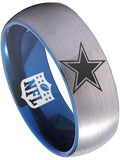 Dallas Cowboys Ring Silver and Blue Ring 8mm Tungsten Ring #cowboys