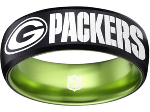 Green Bay Packers Ring Black & Green Wedding Band | Sizes 6-13