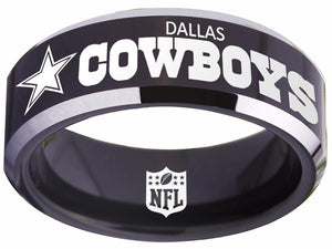 Cowboys Ring | Black & Silver Wedding Ring | Sizes 4-17