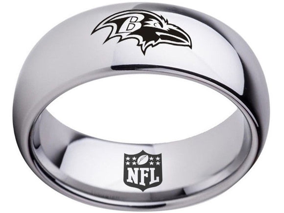 Baltimore Ravens Ring Silver Wedding Band | Sizes 5-16 #ravens