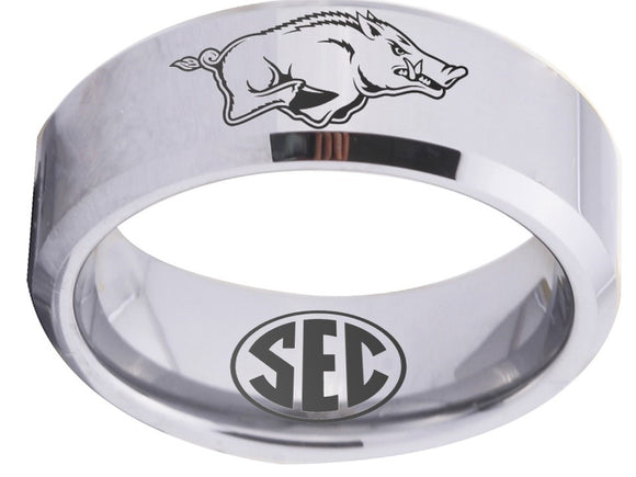 Arkansas Razorbacks Ring Silver Ring Tungsten Ring #arkansas #razorbacks