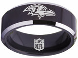 Baltimore Ravens Ring Black & Silver Wedding Band | Sizes 4-17 #ravens