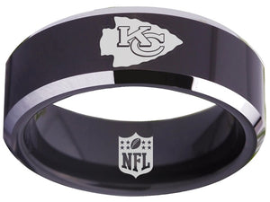 Kansas City Chiefs Ring Black & Silver Wedding Ring | Sizes 4-17 #kc #chiefs