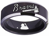 Atlanta Braves Ring MLB 8mm Black Tungsten Ring Sizes 4 - 17 #braves