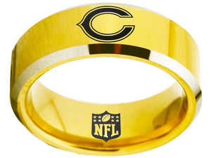 Chicago Bears Ring Bears Logo Gold Ring 8mm Tungsten Wedding Ring #bears