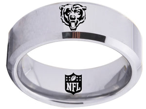 Chicago Bears Ring Silver 8mm Tungsten Wedding Ring Sizes 4 - 17 #chicagobears