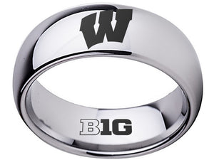 Wisconsin Badgers Ring Silver Ring 8mm Tungsten #badgers #ncaa