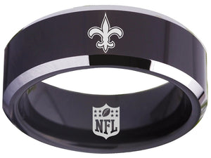 New Orleans Saints Ring 8mm Black Tungsten Ring #saints