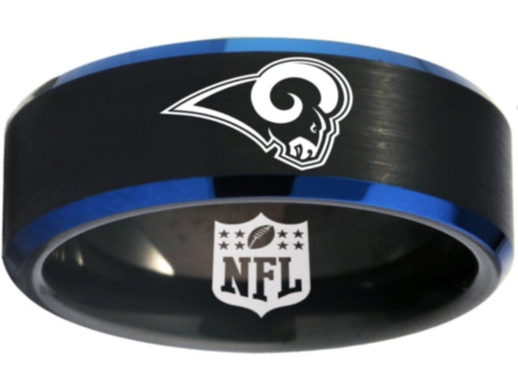 Los Angeles Rams Ring Black and Blue Logo Ring Sizes 6 - 13 #rams