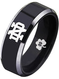 Notre Dame Ring Wedding Ring 8mm Black Tungsten Wedding Band Sz 4 - 17