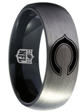 Chicago Bears Ring Silver & Black 8mm Tungsten Ring Sizes 6 - 13