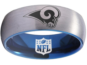 Los Angeles Rams Ring Silver and Blue Logo Ring Sizes 6 - 13 #rams