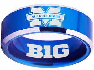 Michigan Ring | Blue & Silver Wedding Band | Sizes 4-17 #wolverines