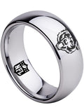 Chicago Bears Ring Silver Ring 8mm Tungsten Wedding Ring Sizes 5 - 16 #chicagobears