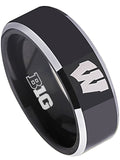 Wisconsin Badgers Ring Black Ring Tungsten NCAA #badgers