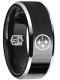 Steelers Ring | Black & Silver Wedding Ring | Sizes 4-17