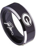 Green Bay Packers Ring | Black & Silver Wedding Band | Sizes 4-17