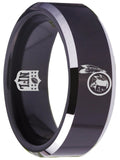 Washington Commanders Ring 8mm Black & Silver Tungsten Ring #NFL