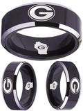 Green Bay Packers Ring Black & Silver Wedding Ring | Sizes 4-17