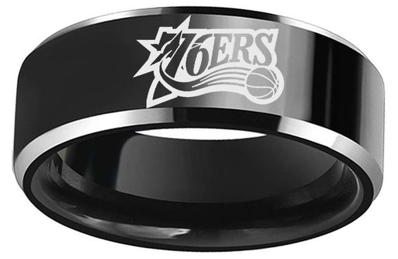 Philadelphia 76ers Ring 8mm Black Tungsten Ring #76ers