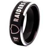 Oakland Raiders Ring 8mm Black Tungsten Wedding Ring Size 4 - 17 #Raiders