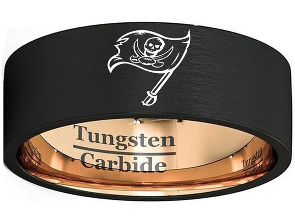 Tampa Bay Buccaneers Ring Buccaneers Logo Ring Black & Rose Gold Wedding Band #buccaneers