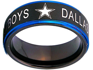 Dallas Cowboys Ring Black & Blue Wedding Band | Sizes 5-16 #cowboys