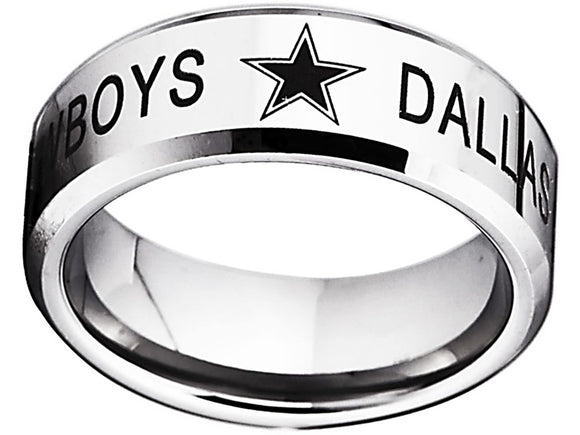 Dallas Cowboys Ring Silver Wedding Band | Sizes 4-17 #cowboys